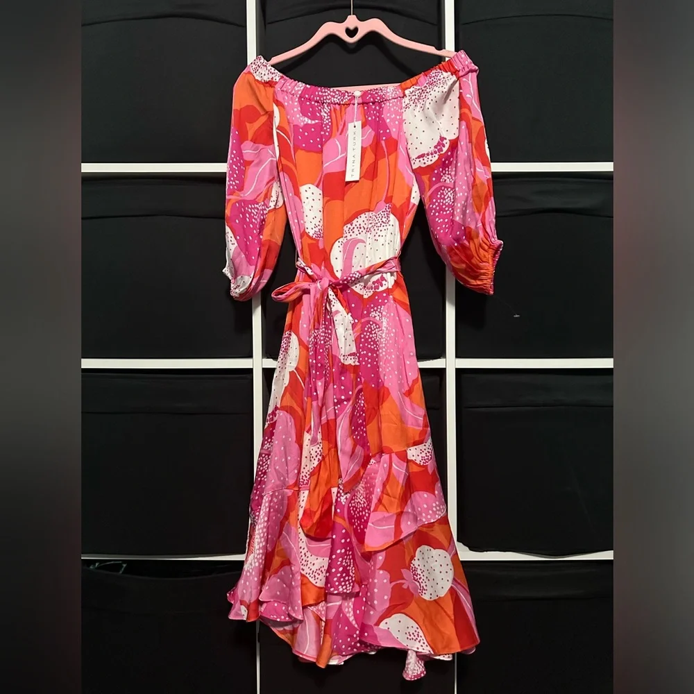 Trina Turk Floral Pink and Orange Dress - Picture 4 of 6